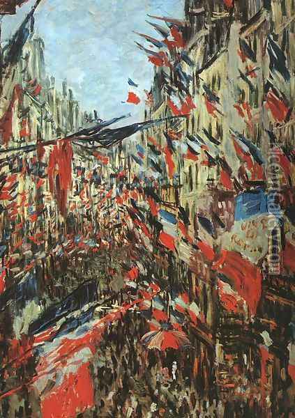Rue Montargueil with Flags Oil Painting - Claude Oscar Monet