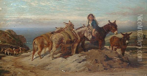 Tending To The Donkeys Oil Painting - William Hopkins Craft
