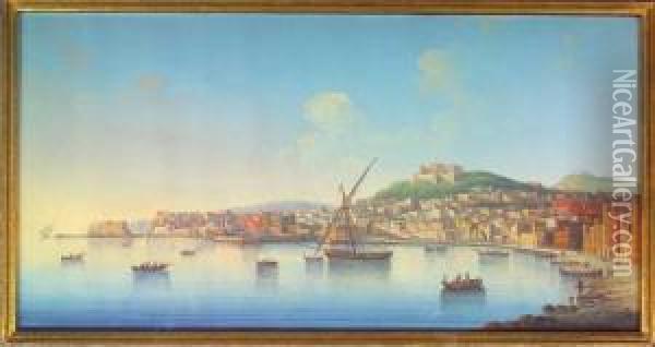 View Of The Bay Of Naples Oil Painting - Gioacchino La Pira