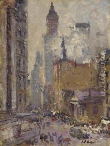 Broadway From The Post Office Oil Painting - Colin Campbell Cooper
