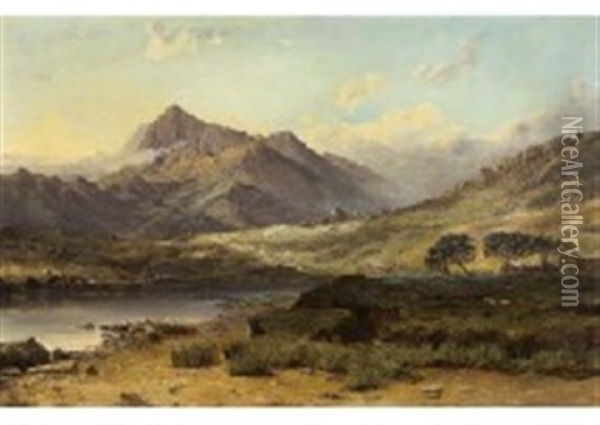 In The Scottish Highlands Oil Painting - George F. Buchanan