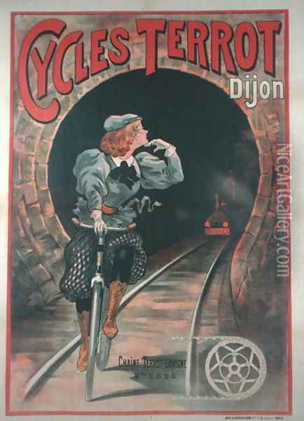 Poster advertising the Terrot Cycles, in Dijon, 1900-01 Oil Painting - Plouzeau