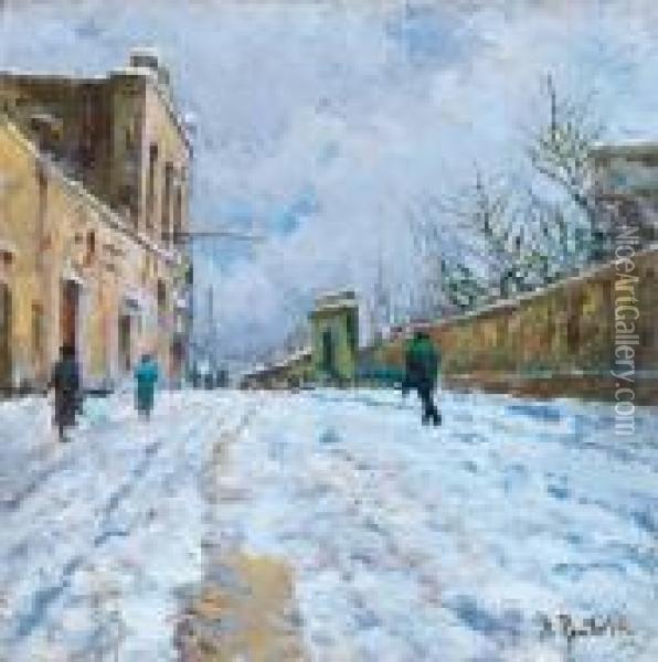 Per La Via Dopo La Nevicata Oil Painting - Attilio Pratella
