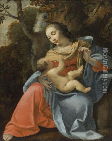 Madonna And Child Oil Painting - Aubin Vouet