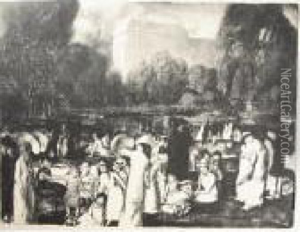 In The Park, Light (mason 30) Oil Painting - George Wesley Bellows