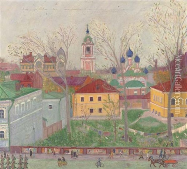 Courtyard In Zamoskvorechie Oil Painting - Mikhail Gurevich