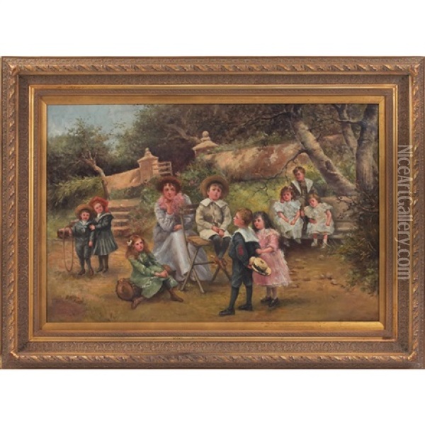 Children Playing Oil Painting - Frederick Morgan