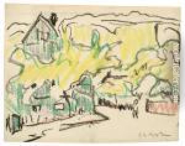 Landschaft Bei Dresden Oil Painting - Ernst Ludwig Kirchner