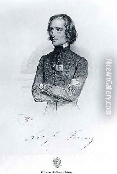 Portrait of Franz Liszt 1811-86 Oil Painting - Josef Nikolaus Kriehuber