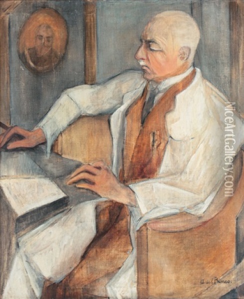 Portrait Of A Physician Oil Painting - Alma del Banco