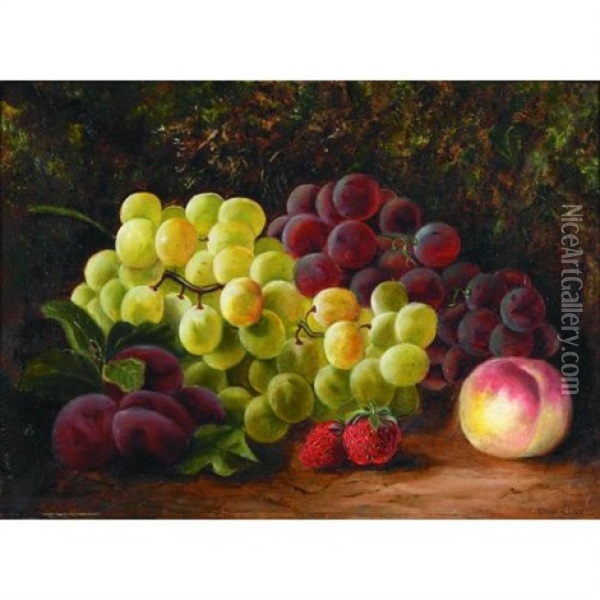 A Still Life With Grapes And Other Fruit Oil Painting - Oliver Clare