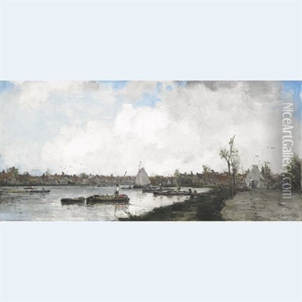 Op.weg Naar Delft Oil Painting - Johan Hendrik van Mastenbroek
