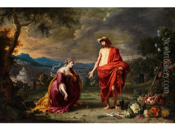 Noli Me Tangere (jesus Als Gartner Vor Der Knienden Maria Magdalena) Oil Painting - Guillaume Forchondt the Elder