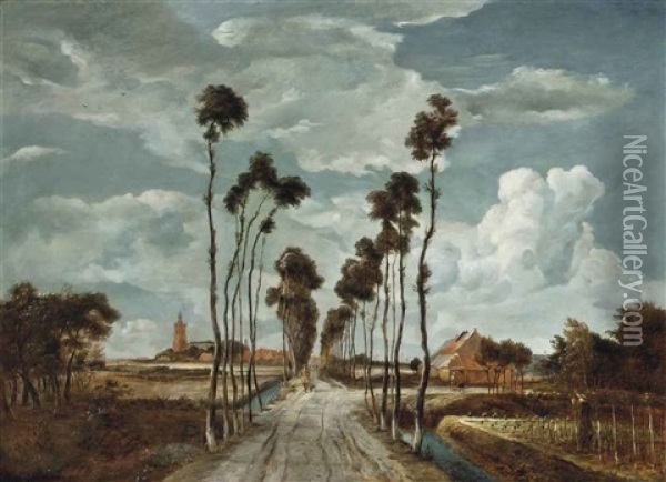 The Avenue Of Middelharnis Oil Painting - Meindert Hobbema
