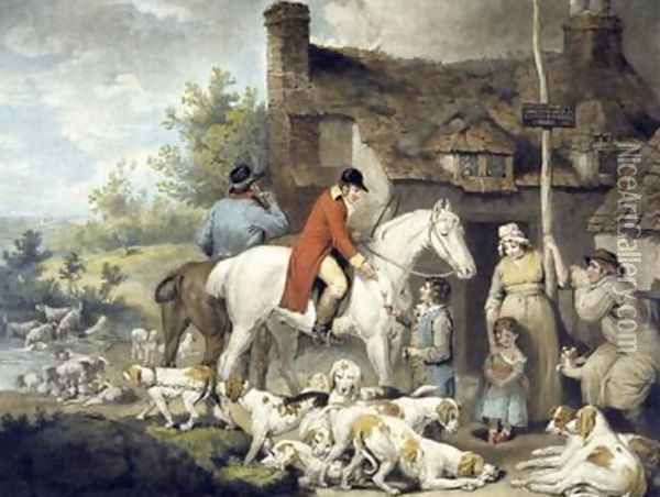 Outside a Country Alehouse Oil Painting - Morland, G. & Ward, J.