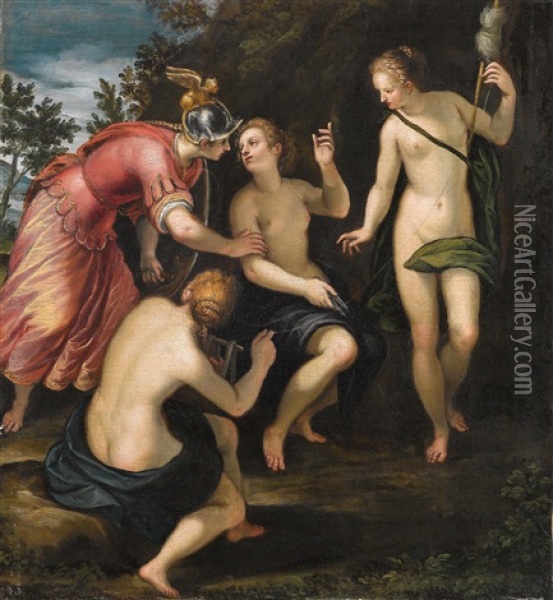 Minerva Und Die Parzen Oil Painting - Alessandro Maganza