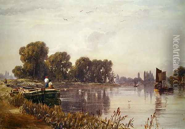 View of the Thames Oil Painting - Caroline Lucy Scott