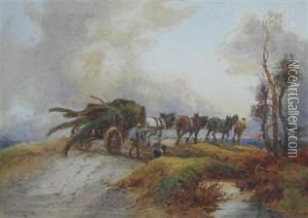 Carting Logs Oil Painting - William Manners