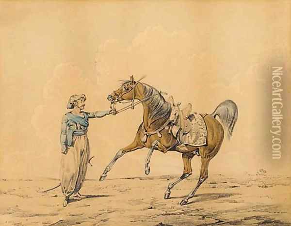 An Arab horse in a landscape Oil Painting - Henry Thomas Alken