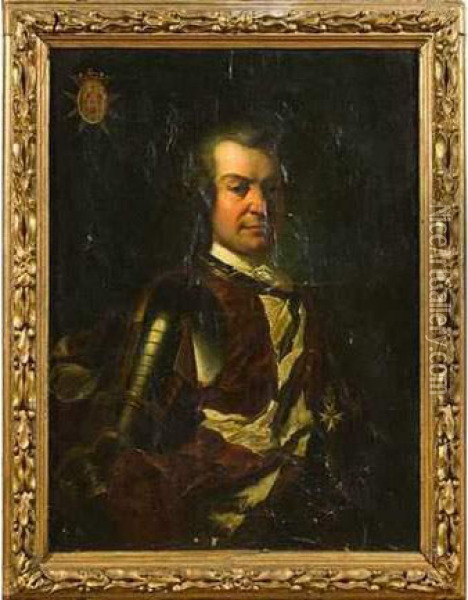 Portrait Presume D'un Chevalier De L'ordre De Malte En Armure Oil Painting - Antoine de Favray