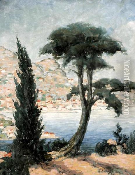 Mediterran Tengerpart Oil Painting - Arpad Bardocz