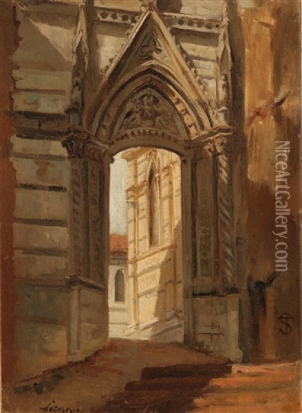 The Cathedral At Siena Oil Painting - Telemaco Signorini