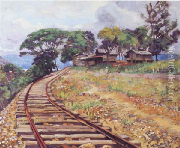 Rail Line, Panama Oil Painting - Alson Skinner Clark