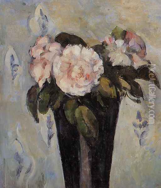 The Dark Blue Vase Oil Painting - Paul Cezanne