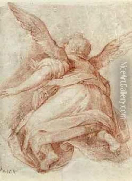 Study Of A Kneeling Angel Oil Painting - Peter Candid