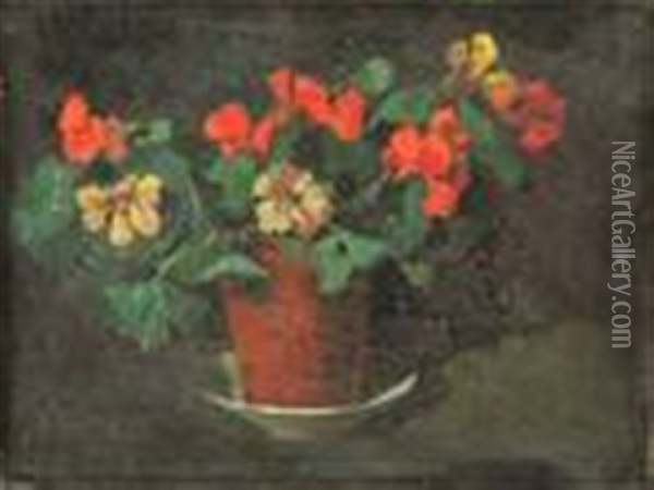 Still Life Of Flowers In A Pot Oil Painting - Dick Ket