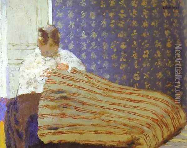 Mrs Vuillard Sewing (Madame Vuillard cousant) 1893 Oil Painting - Jean-Edouard Vuillard
