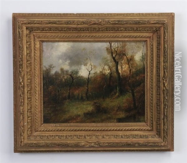 Hunters In An Autumn Wood Oil Painting - Josef Schoyerer
