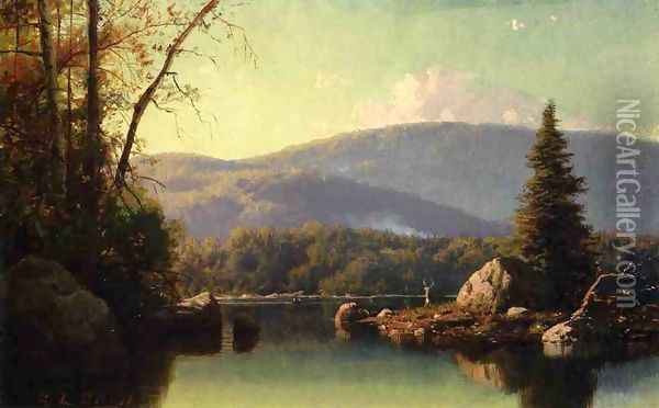 Prospect Mountain from Rawuette Lake Oil Painting - George Lafayette Clough