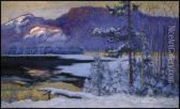 Sunglow On The Palisades, Lac Tremblant Oil Painting - Maurice Galbraith Cullen