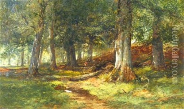 A Beech Glade Oil Painting - Alexander Fraser the Younger