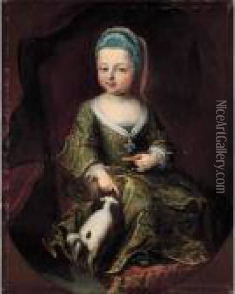 Ritratto Di Fanciulla Con Cagnolino Oil Painting - Frans Van Der Mijn