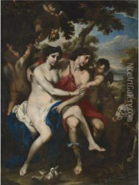 Venus And Adonis Oil Painting - Francesco Pacecco De Rosa