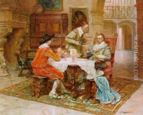 Cavaliers Dining Oil Painting - Alex De Andreis
