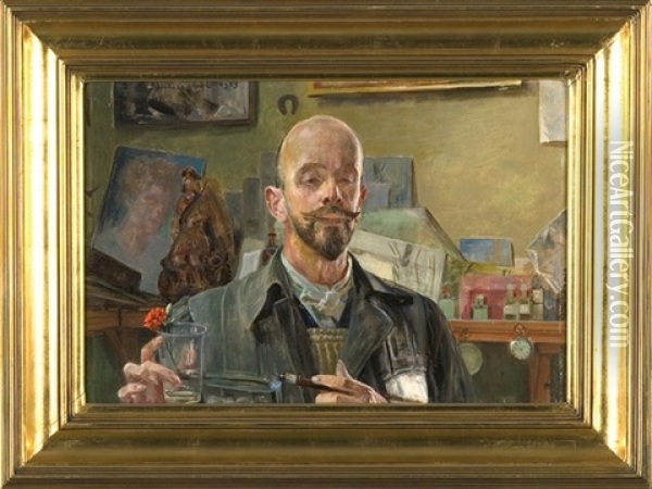 Atelier Self-portrait Oil Painting - Jacek Malczewski