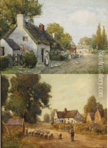 Wilford Village Oil Painting - James W. Milliken
