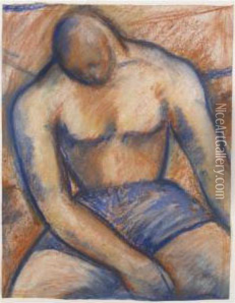 Seated Boxer Oil Painting - Mark Gertler