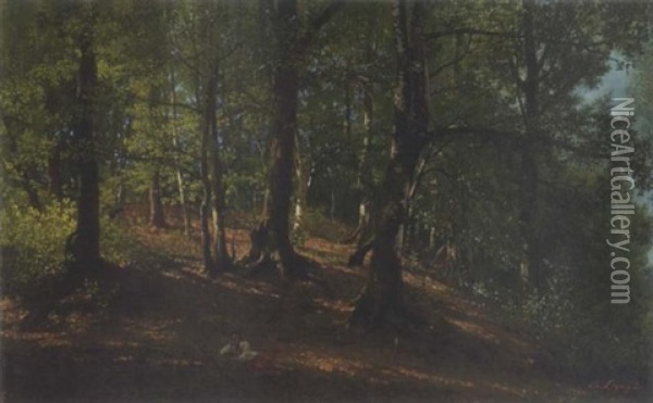 Sommerlicher Laubwald Oil Painting - Charles Ligny