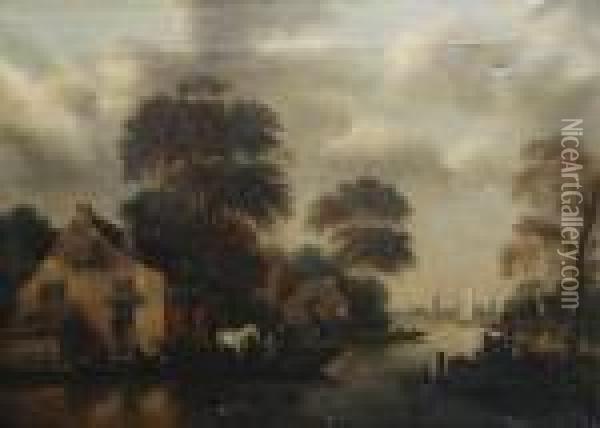 The Horse Ferry Oil Painting - Claes Molenaar (see Molenaer)