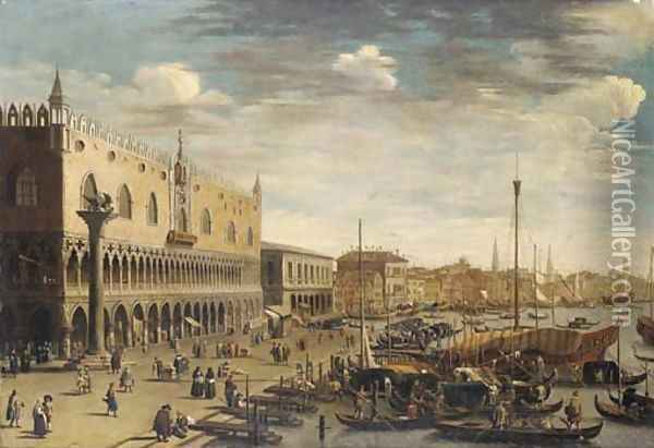 The Riva degli Schiavoni, Venice, looking East Oil Painting - (Giovanni Antonio Canal) Canaletto