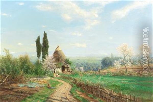 Spring In The Campagna Oil Painting - Ascan Lutteroth