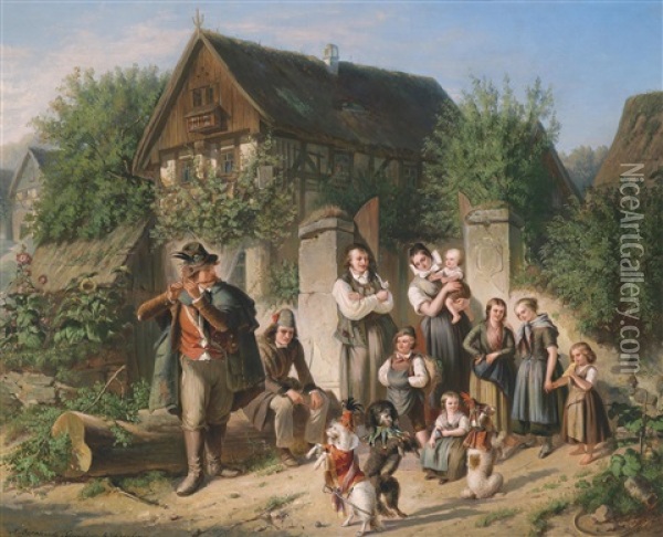 Die Tanzvorfuhrung Oil Painting - Bernhard (Johann B.) Schmelzer