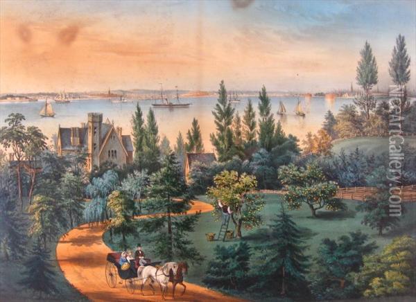 New York Bay From Bay Ridge Oil Painting - Currier