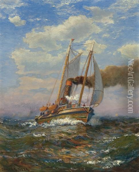 Full Steam Ahead Oil Painting - James Gale Tyler