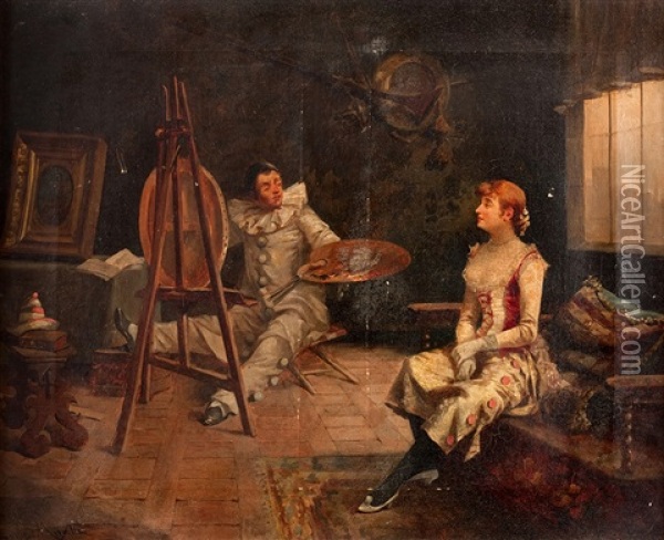 Scene D'interieur Oil Painting - Enrique Miralles Darmanin