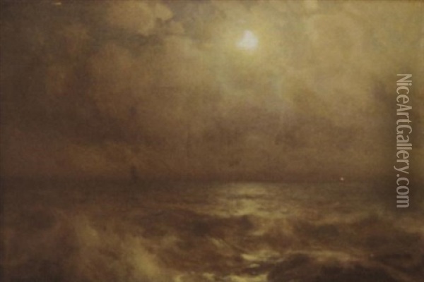 Effet De Lune Sur Mer Oil Painting - Emil Benediktoff Hirschfeld